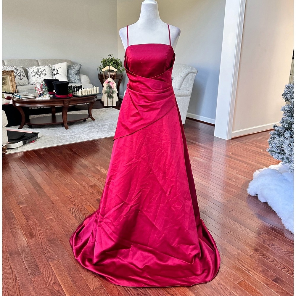 Vintage Alfred Angelo Wine Red Princess Puffy Tulle Elegant Gown Dress Size 6